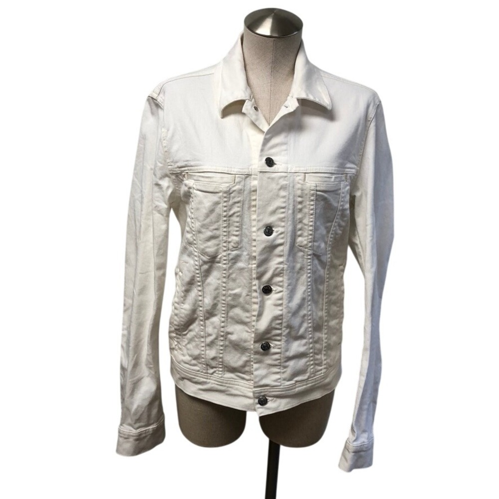 Acne Studios Pass White Denim Jacket Mens 46 Small White Blå Konst Italy